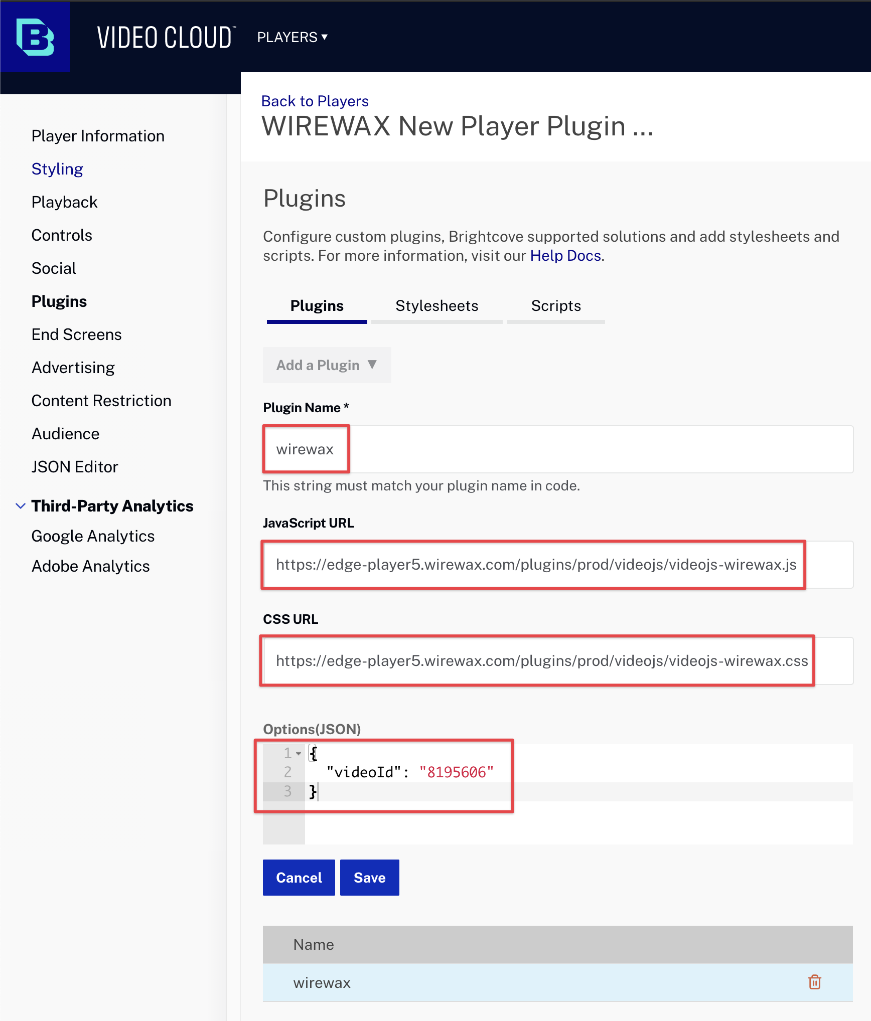 configure custom plugin